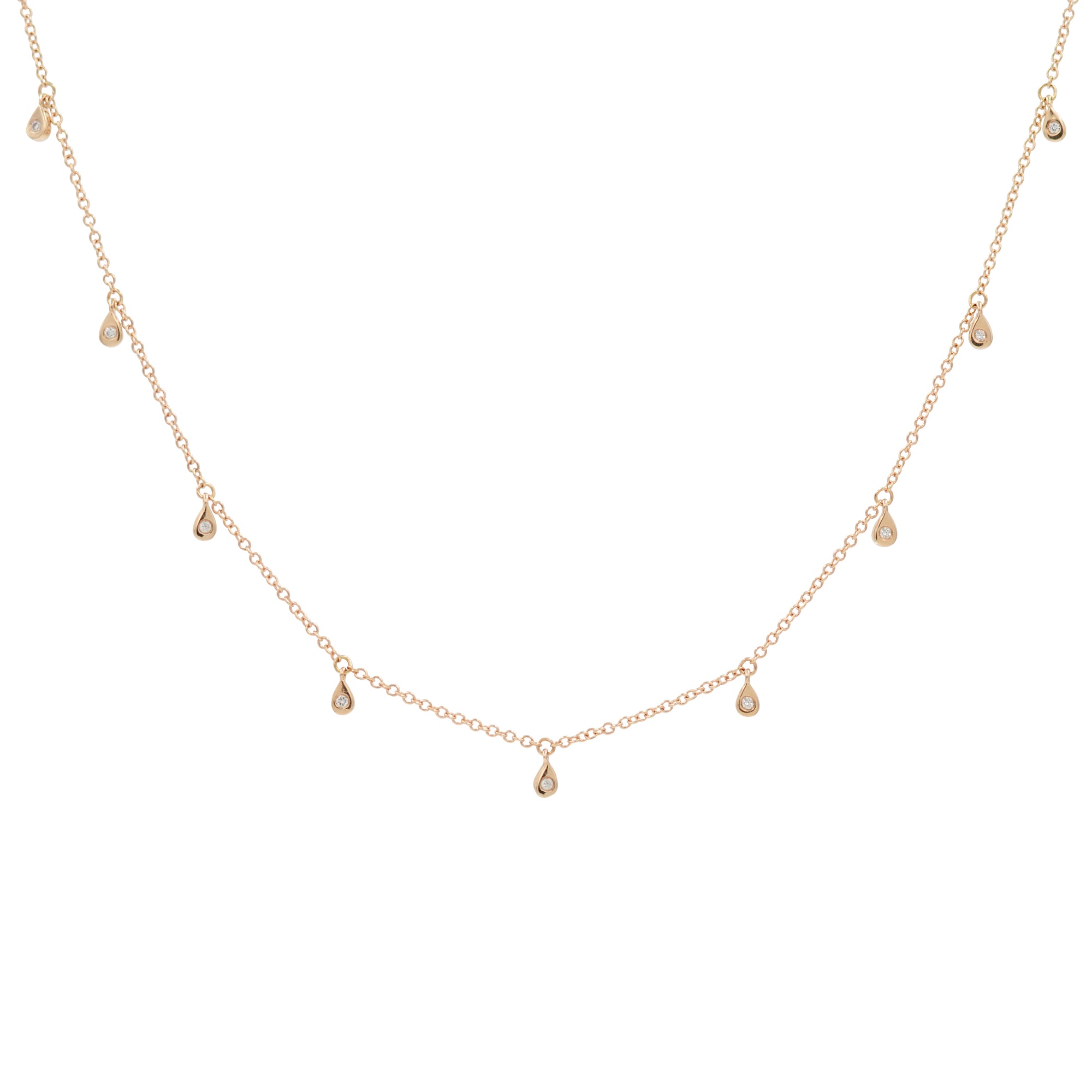 Teardrop Diamond Choker Necklace in 14k Rose Gold