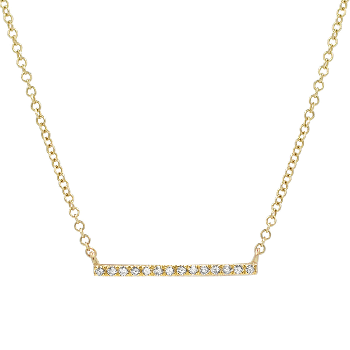 Thin Diamond Bar Necklace in 14k Gold Mini