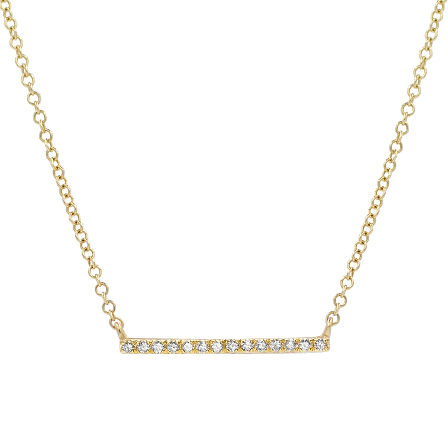 Thin Diamond Bar Necklace in 14k Gold Mini