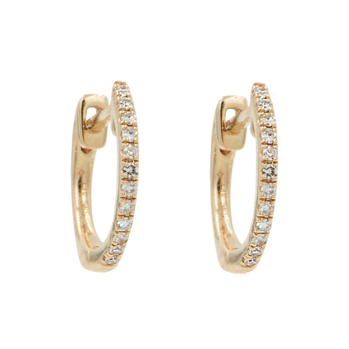 Thin Diamond Huggie Earrings in 14k Rose Gold