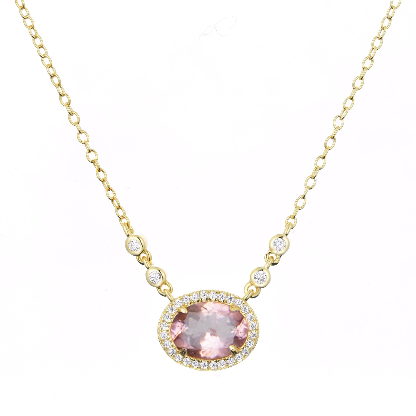 tourmaline pink aura gemstone necklace gold