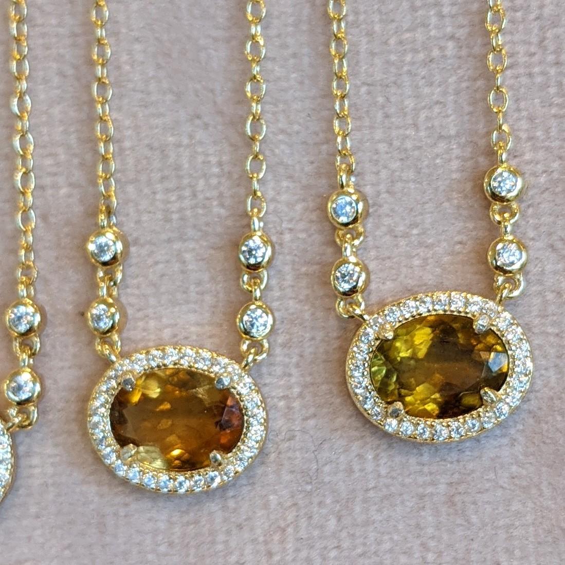 tourmaline honey brown yellow gemstone necklace