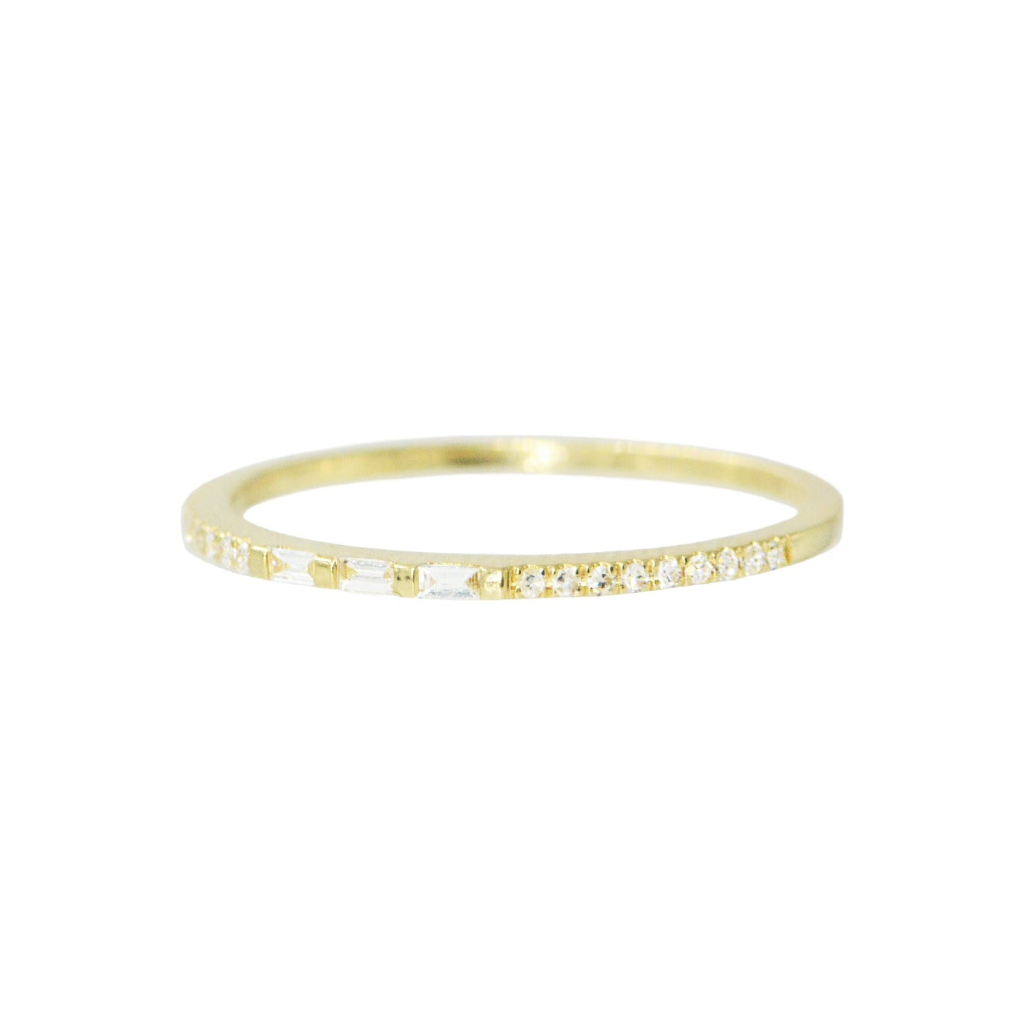 triple baguette thin diamond stacking ring