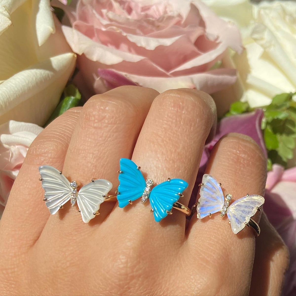 Blue butterfly ring deals