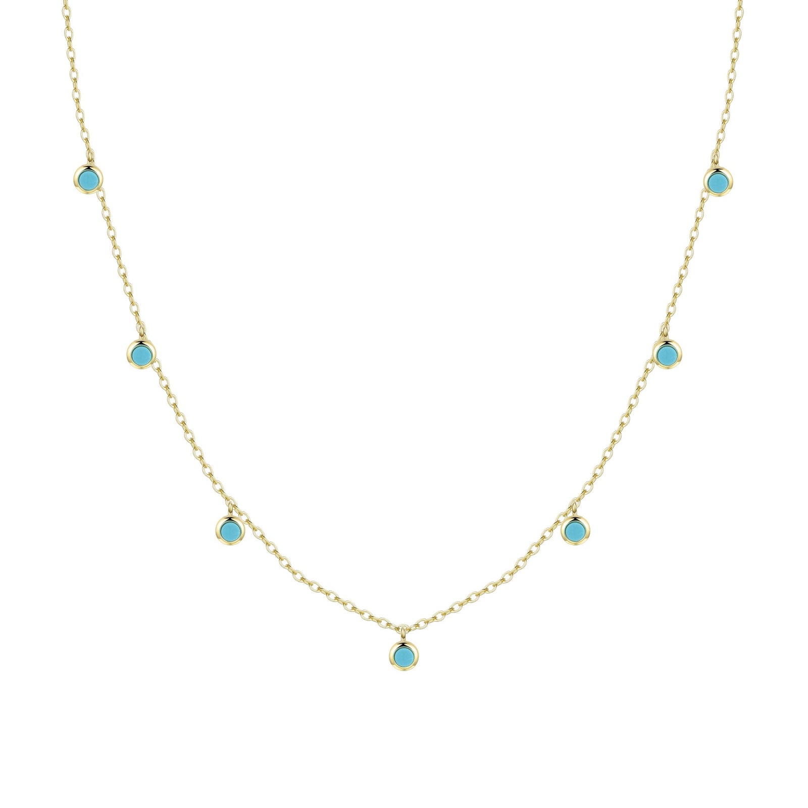 turquoise dew drops reversible layering necklace in gold