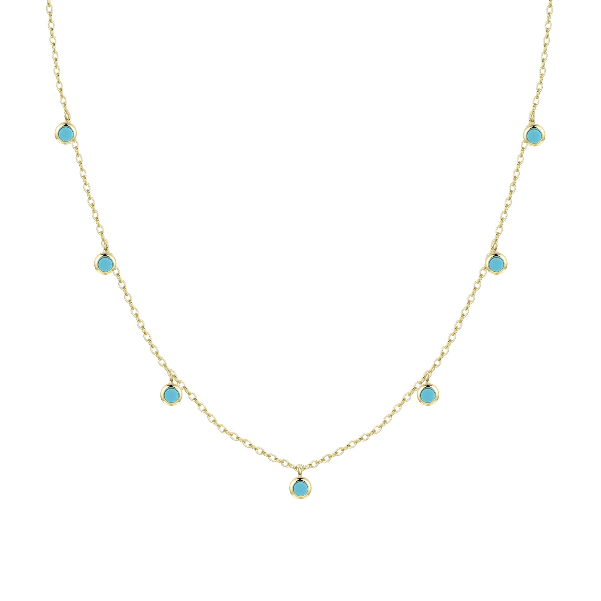 turquoise dew drops reversible layering necklace in gold