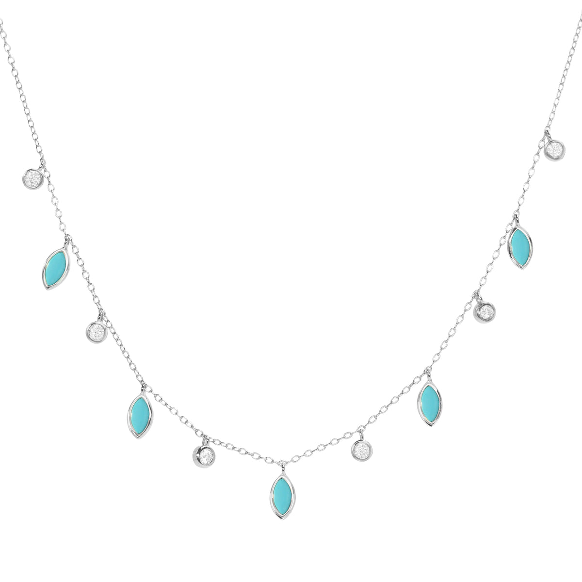 turquoise drops of spring necklace silver