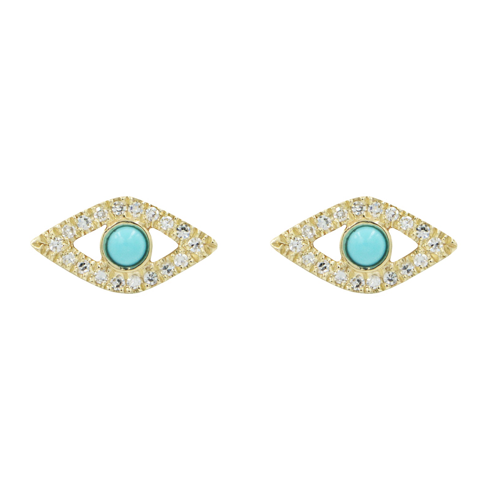 Fossil Women's Evil Eye 14K Gold Plated Clear Laboratory Grown Diamond Stud Earrings - Metallic