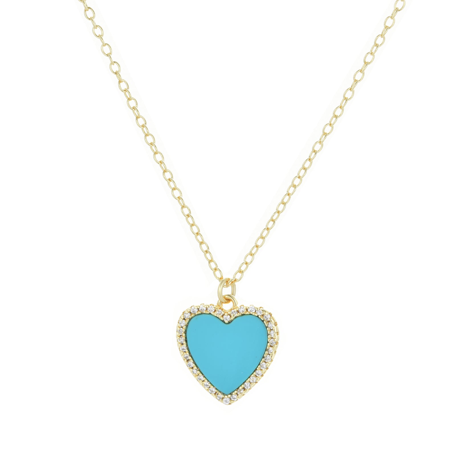 Turquoise Heart Necklace With Crystals