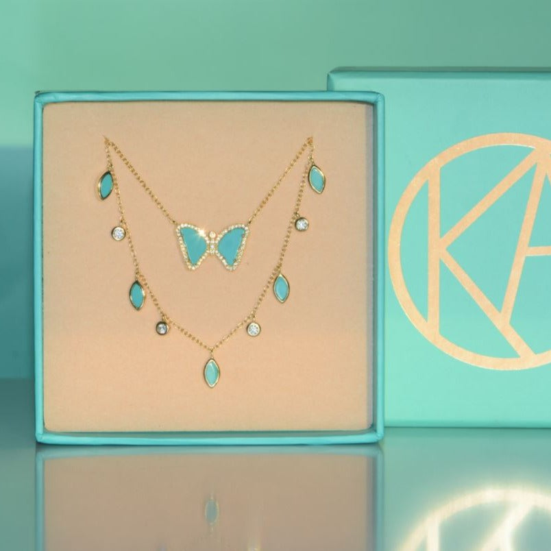 Gift Set | Mini Turquoise Butterfly Necklace + Turquoise Choker
