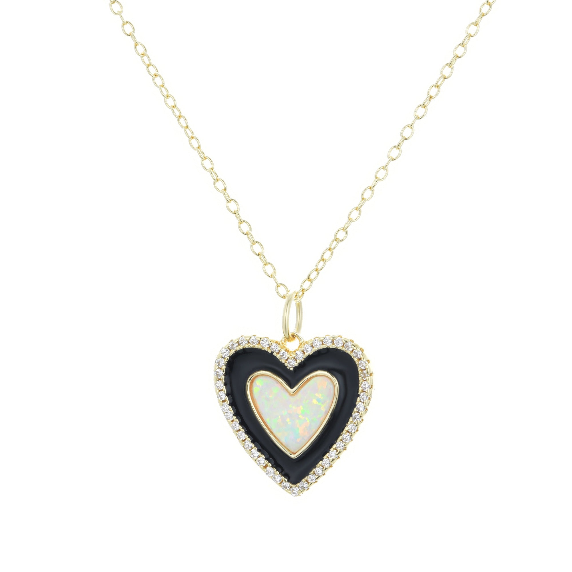 925 Silver Two Tone Rose Gold Tone Double Open Heart Necklace, 18