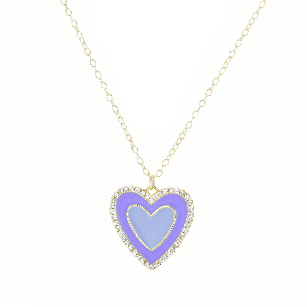 Very Peri Enamel Heart Necklace