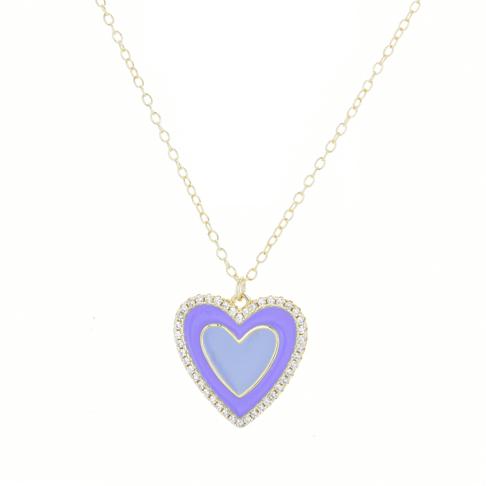 Very Peri Enamel Heart Necklace