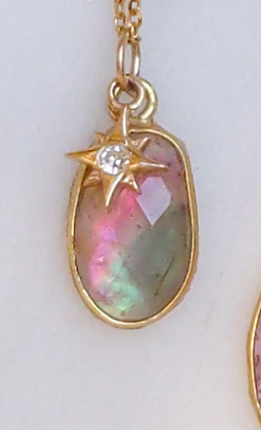 Watermelon Tourmaline with Heart Diamond Charm
