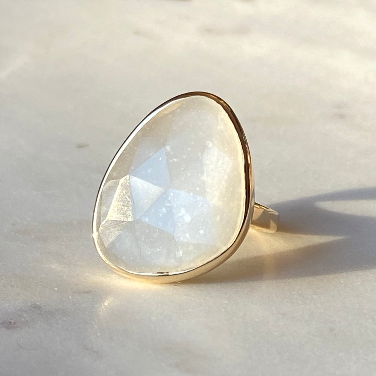 white moonstone large gemstone ring
