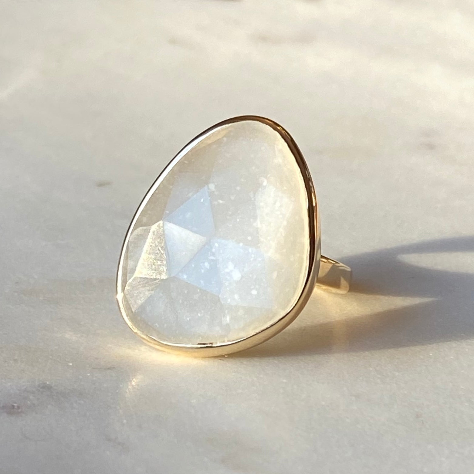 white moonstone large gemstone ring