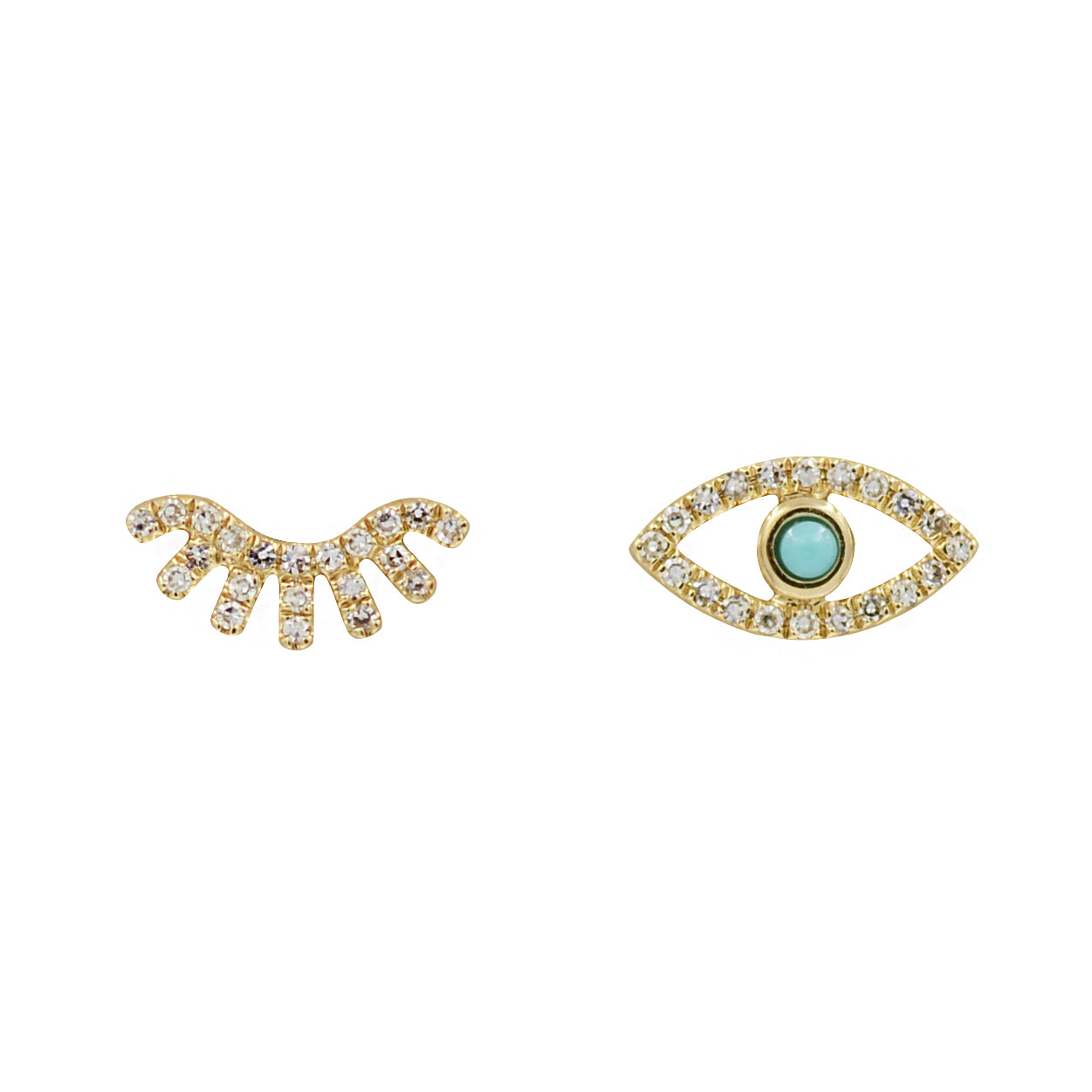 Wink Evil Eye Diamond Stud Earrings in 14k Gold